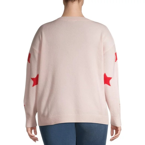 Heart N' Crush Women's Plus Size Star Print Crewneck Pullover Sweater - Picture 3 of 10